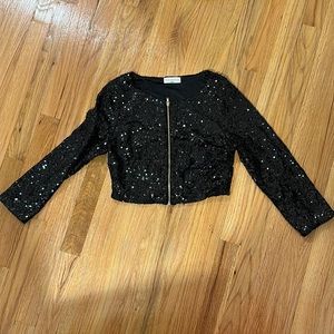 Tia bhuva Birthday Crop Sequin Blouse in Black